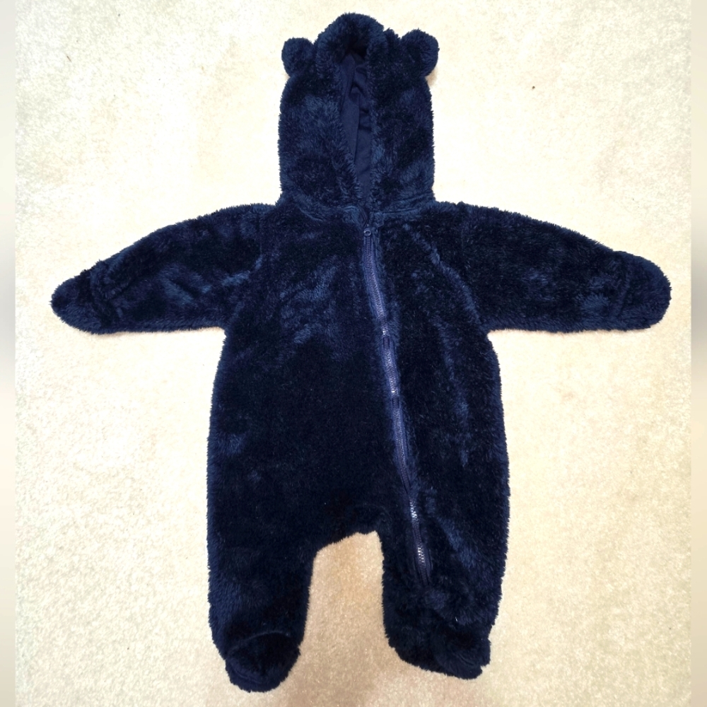 Cozy Navy Blue Fleece Baby Onesie sz 66/44